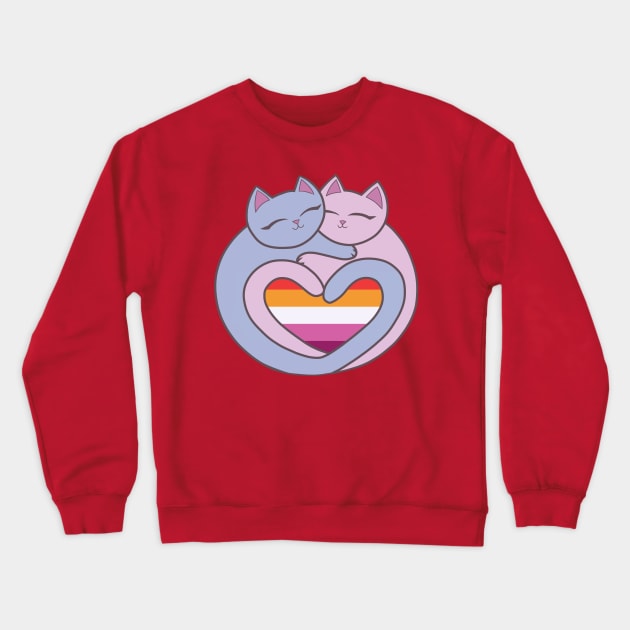 Lesbian Flag Heart Cats Kawaii Crewneck Sweatshirt by xenotransplant